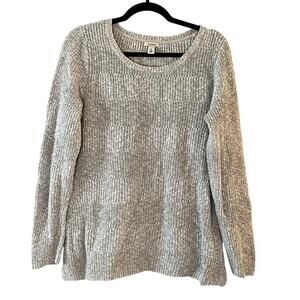 L.L. Bean‎ Women’s Sweater Medium Gray Cotton Knit Pullover Long Sleeve Casual